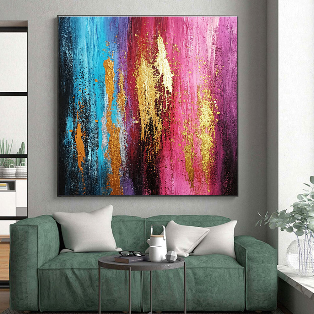 Pink Purple Abstract Painting with Gold Details GER719