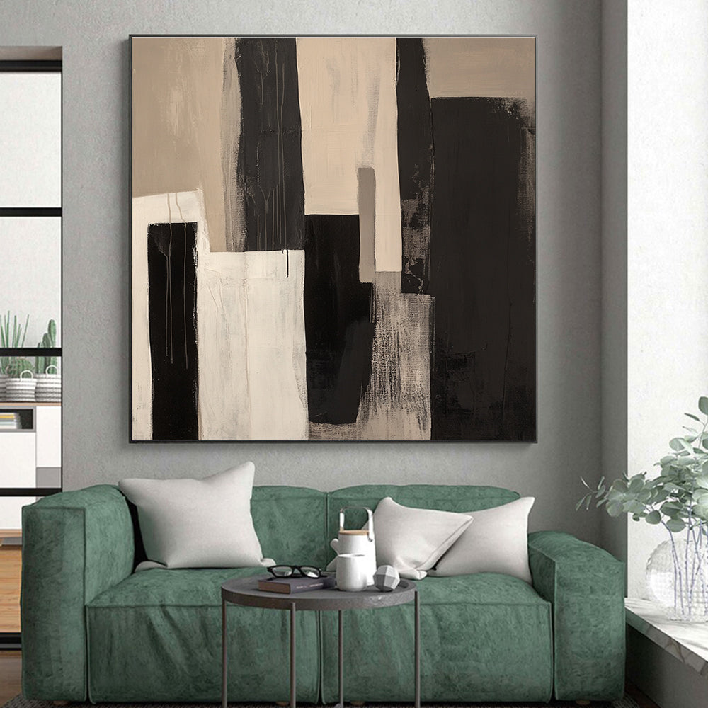 Black and White Urban - Inspired Abstract Painting with Dripping Effects GER228