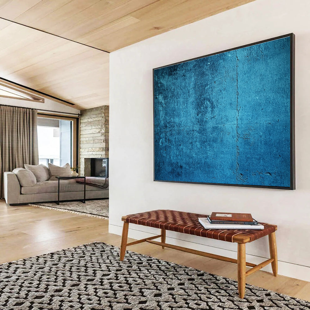 Blue Textured Background Abstract Painting with Distressed Look DYP573