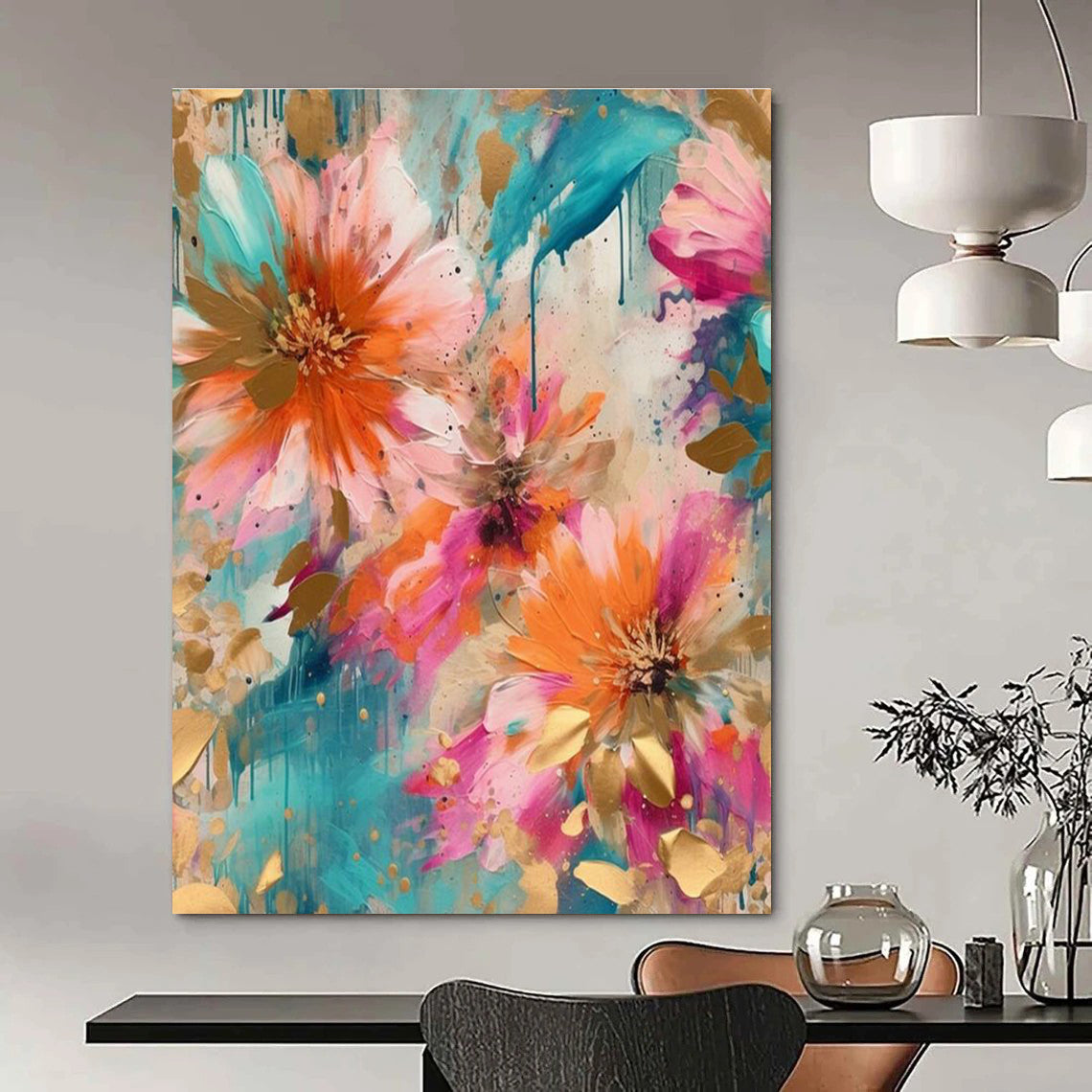 Hand-Painted Abstract Canvas for Cottage Living Room & Office DLZ2298