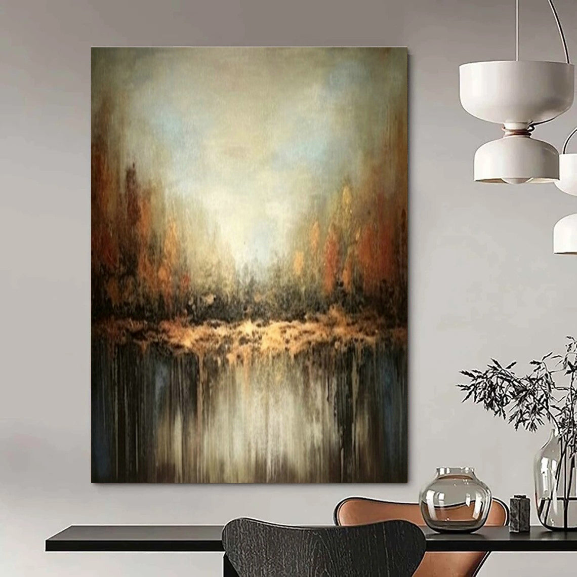 Extra-large Custom Hand-Painted Abstract Art for Dining Room Breakfast Bar Wall and Entryway Pet Feeding Station Wall DLZ1931