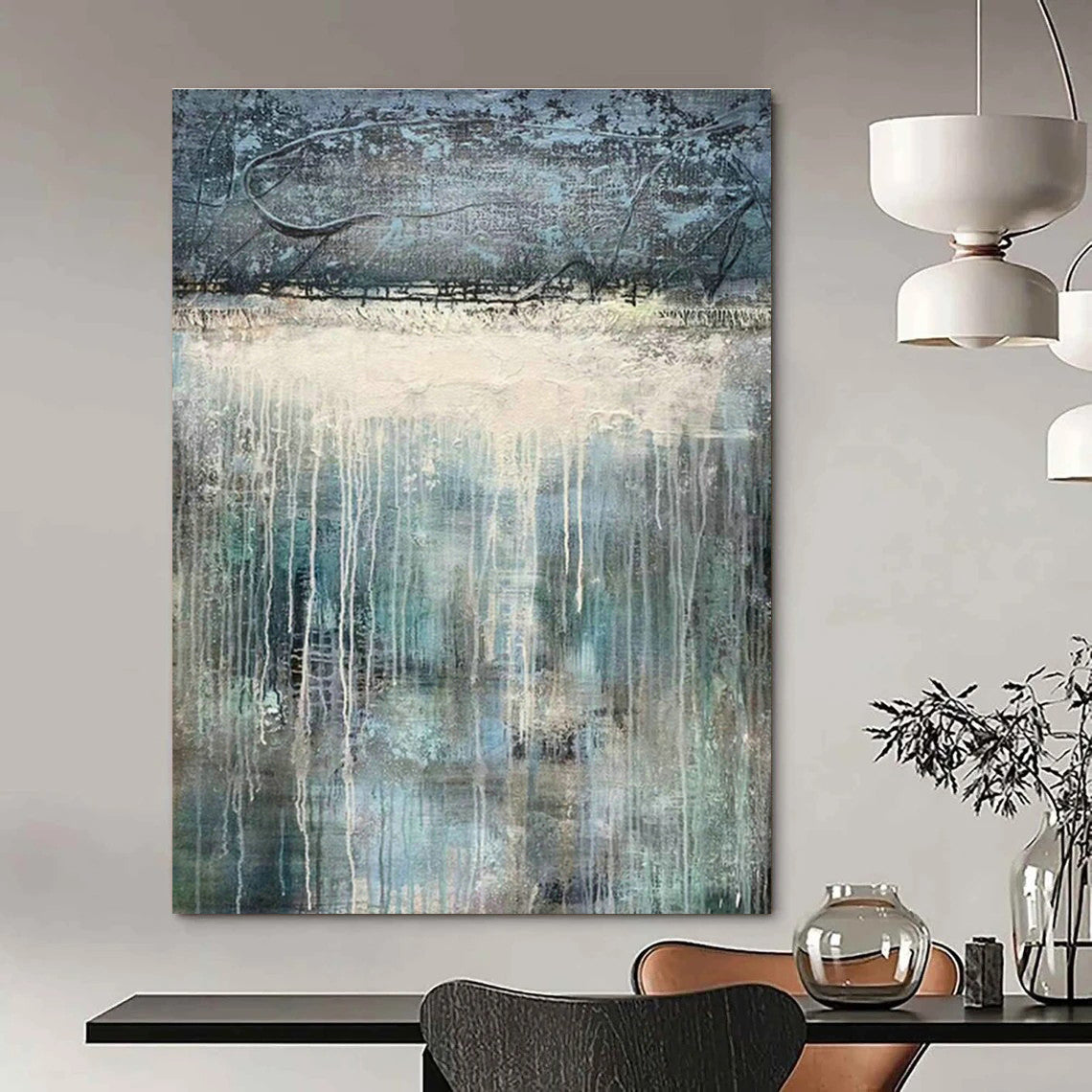 Hand - Painted Abstract Canvases for Cottage Living Room and Dining Room DLZ0764