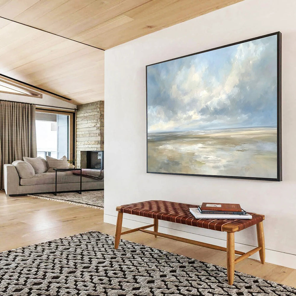 Blue and White Seaside Sky Abstract Painting DYP135
