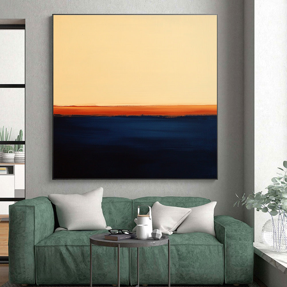 Orange and Blue Gradient Abstract Painting of a Sunset GER192