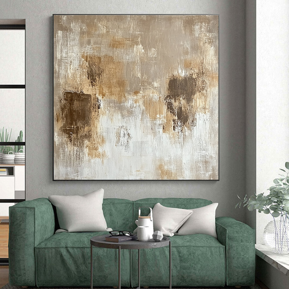 Beige Brown Abstract Painting with Subtle Textures GER769