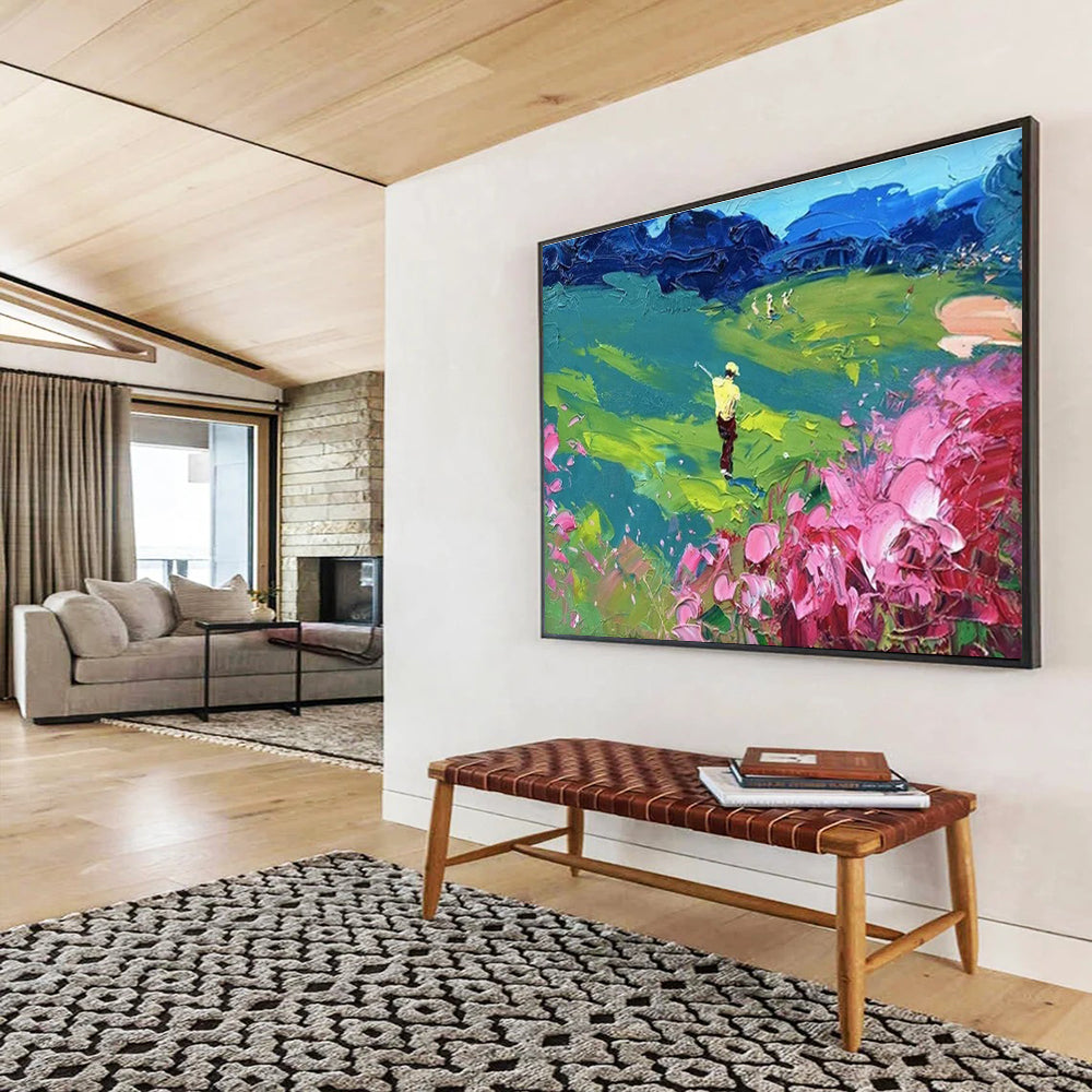 Golfer in the Green Abstract Painting THY446