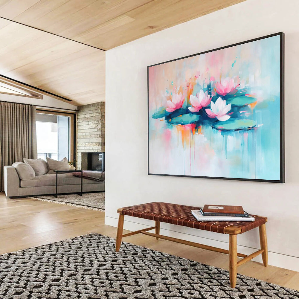 Pastel Lotus Abstract Painting with Soft and Dreamy Hues DYP356