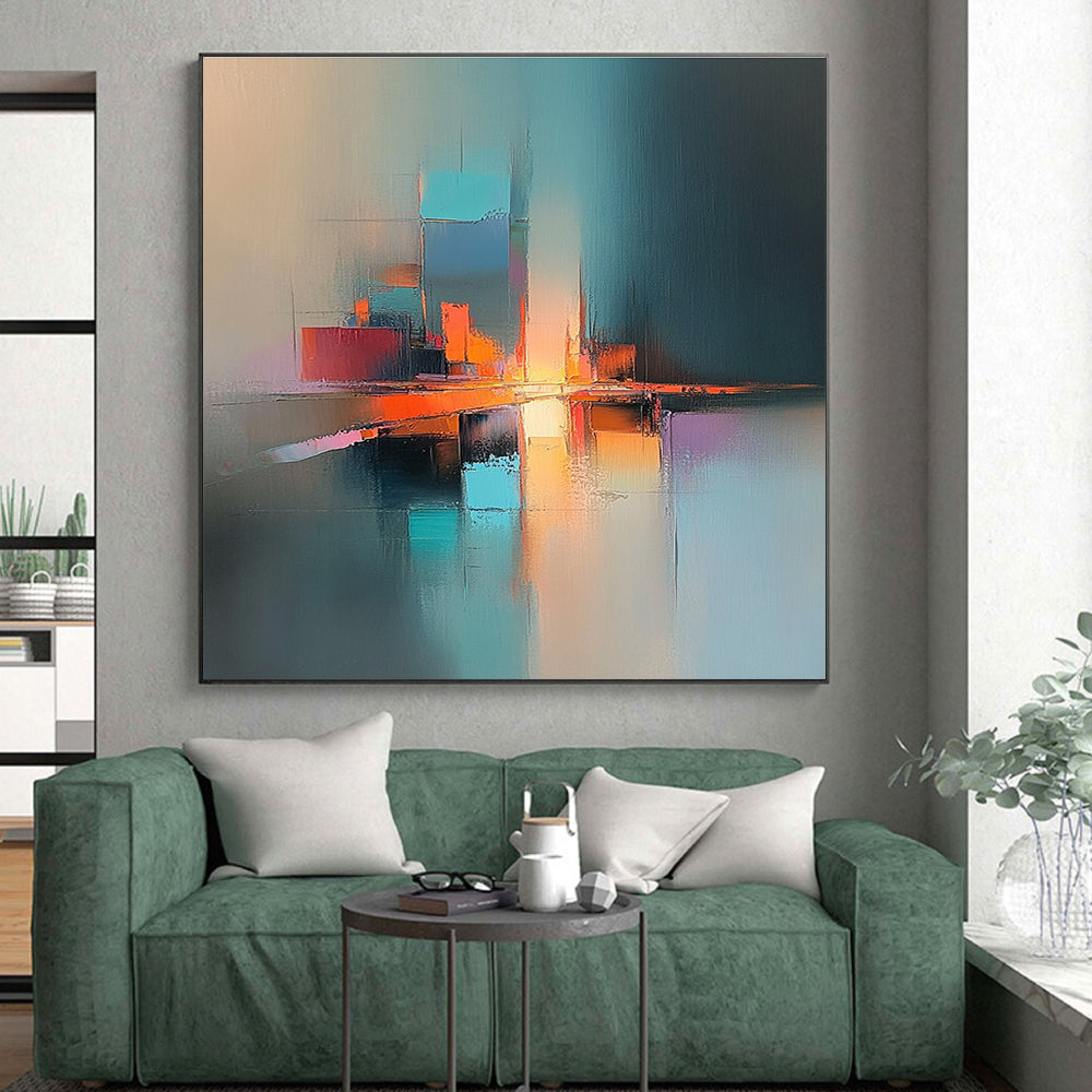 Colorful Cityscape Abstract Painting with Reflective Elements GER185