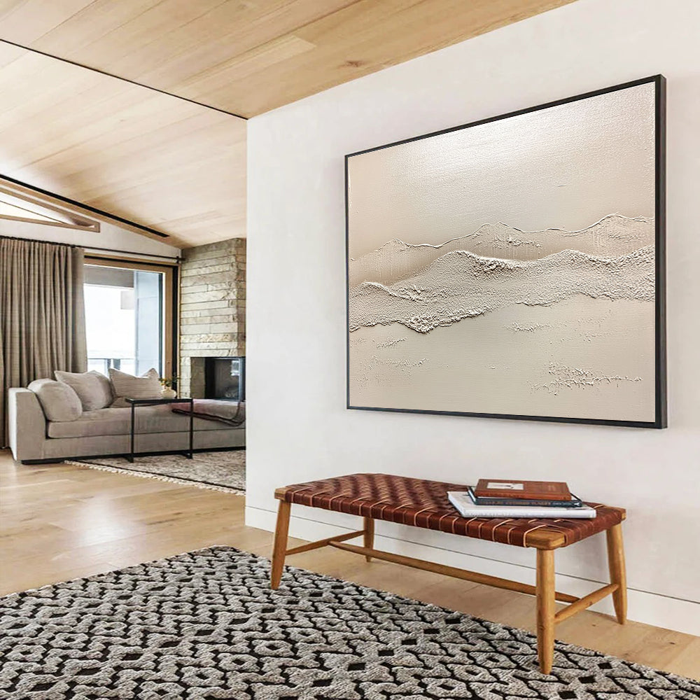 Minimalist Textured Mountains Abstract Painting in Neutral Tones DYP619