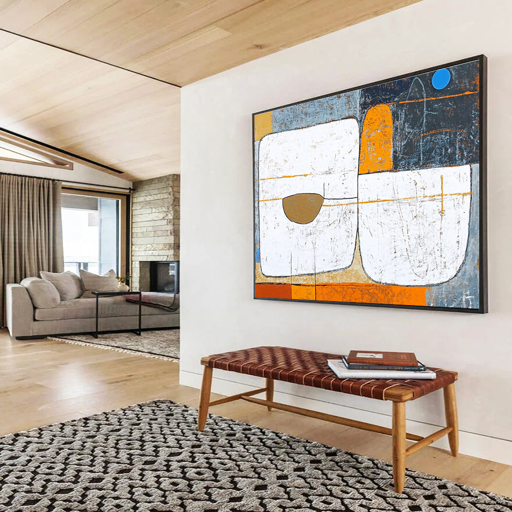 Textured Geometric Abstract Painting with Earthy Tones DYP534