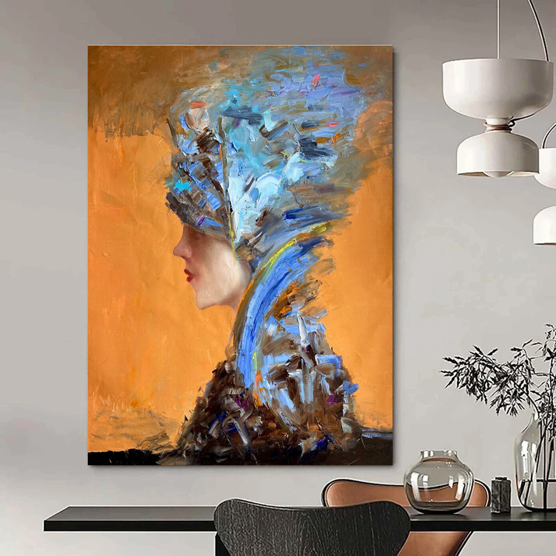 Colorful Headpiece Figure Abstract Painting ADGE348