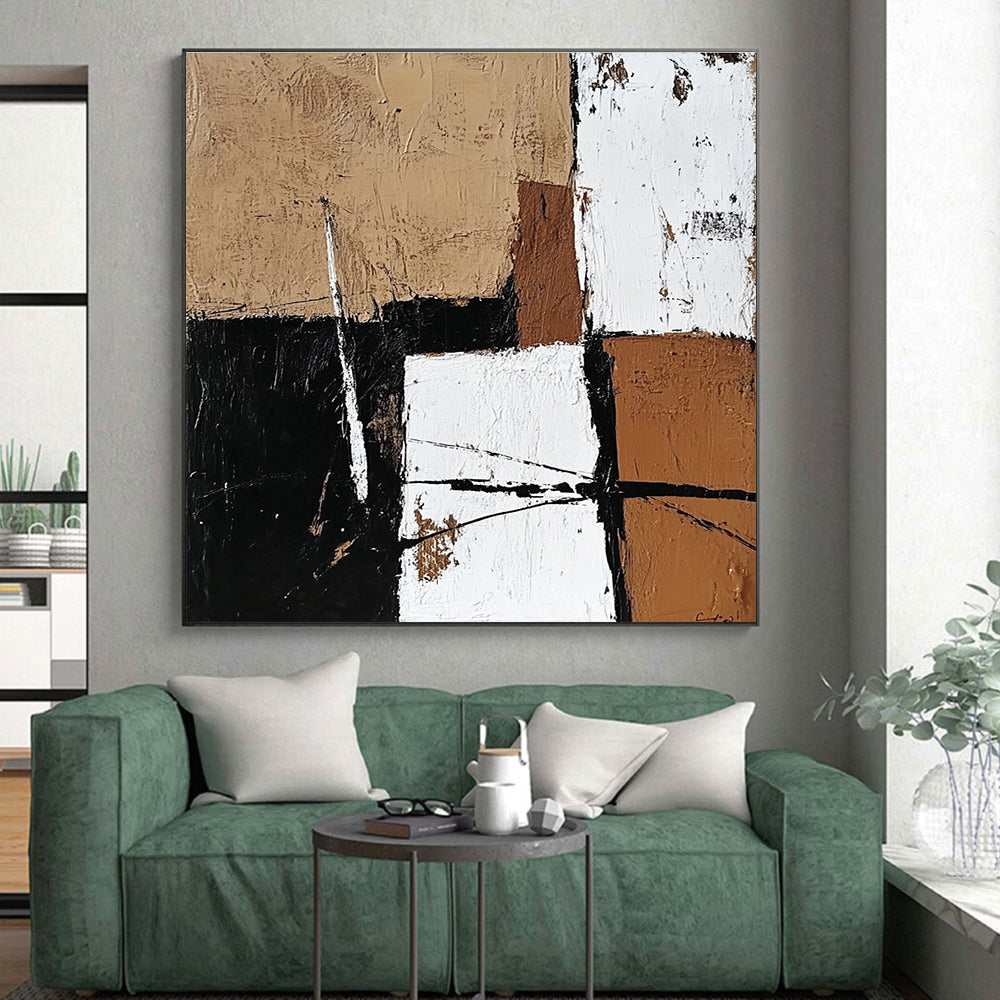Geometric Neutral Abstract with Black White and Brown GER354
