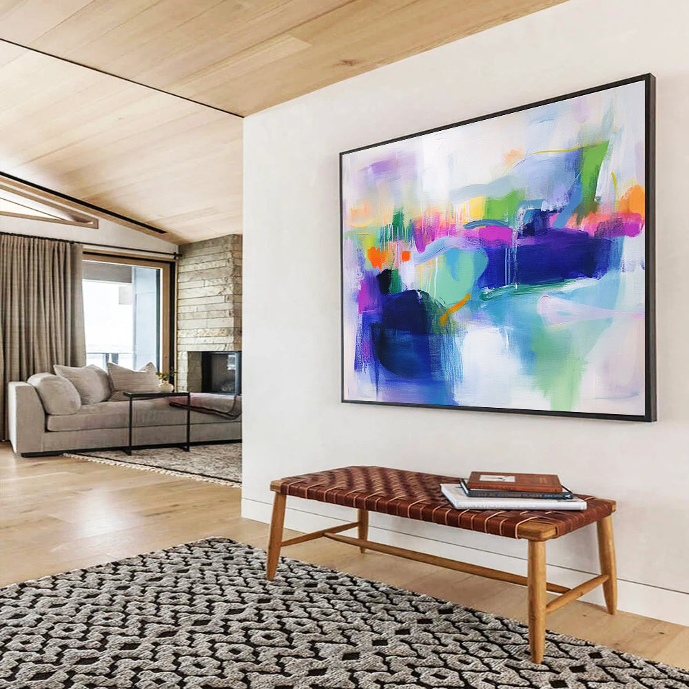 Vibrant Color Fusion Abstract Painting with Bold Color Mix DYP493