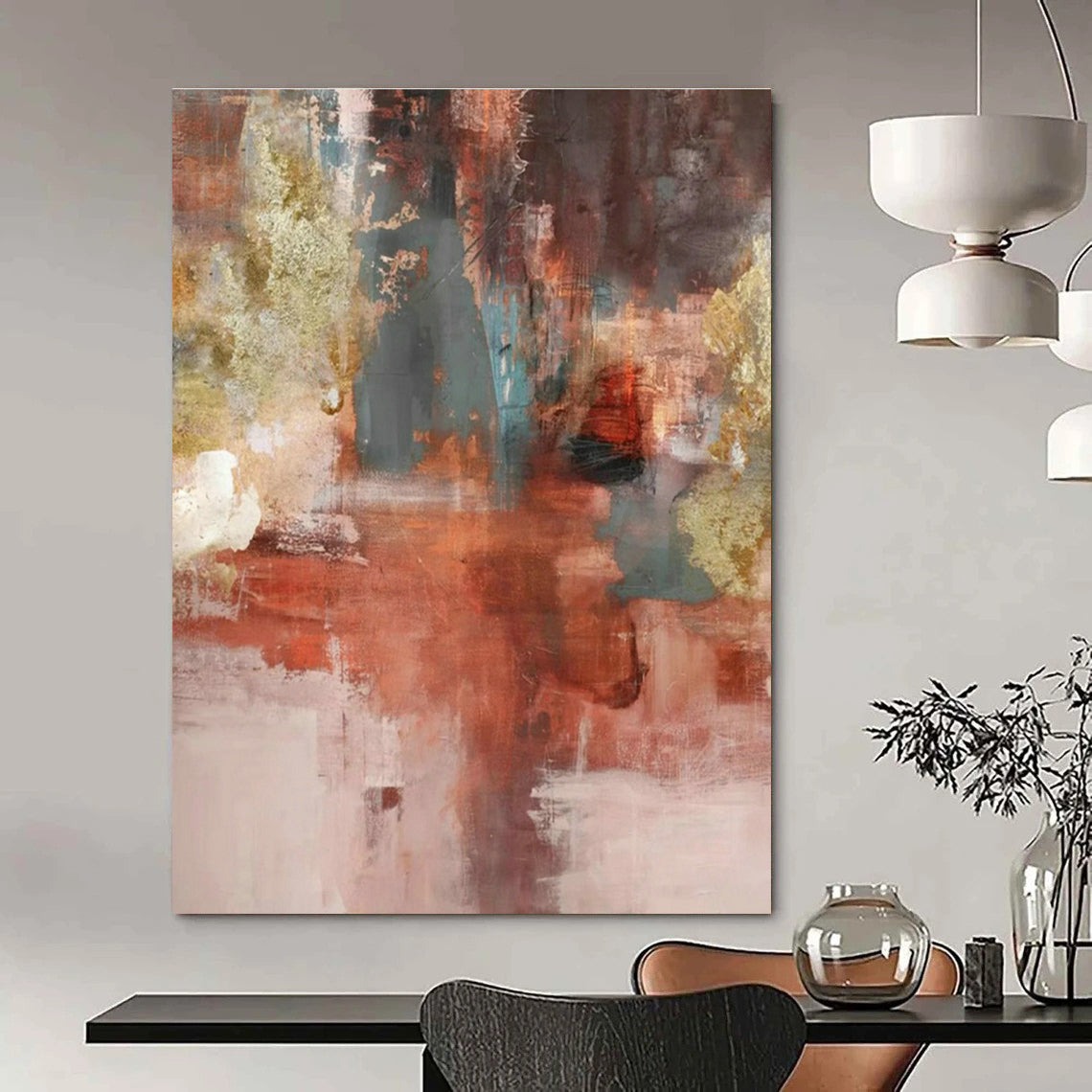 Massive Custom Abstract Paintings for Dining Room Banquet Hall Table Centerpiece Bases & Office Training Center Podium Sides DLZ0915