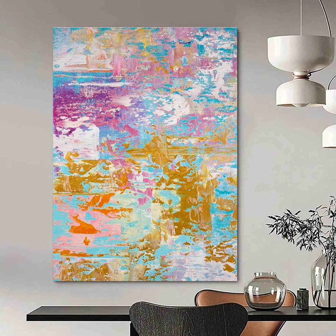 Pastel - Gold Abstract Painting with Layered Colors ADGE464