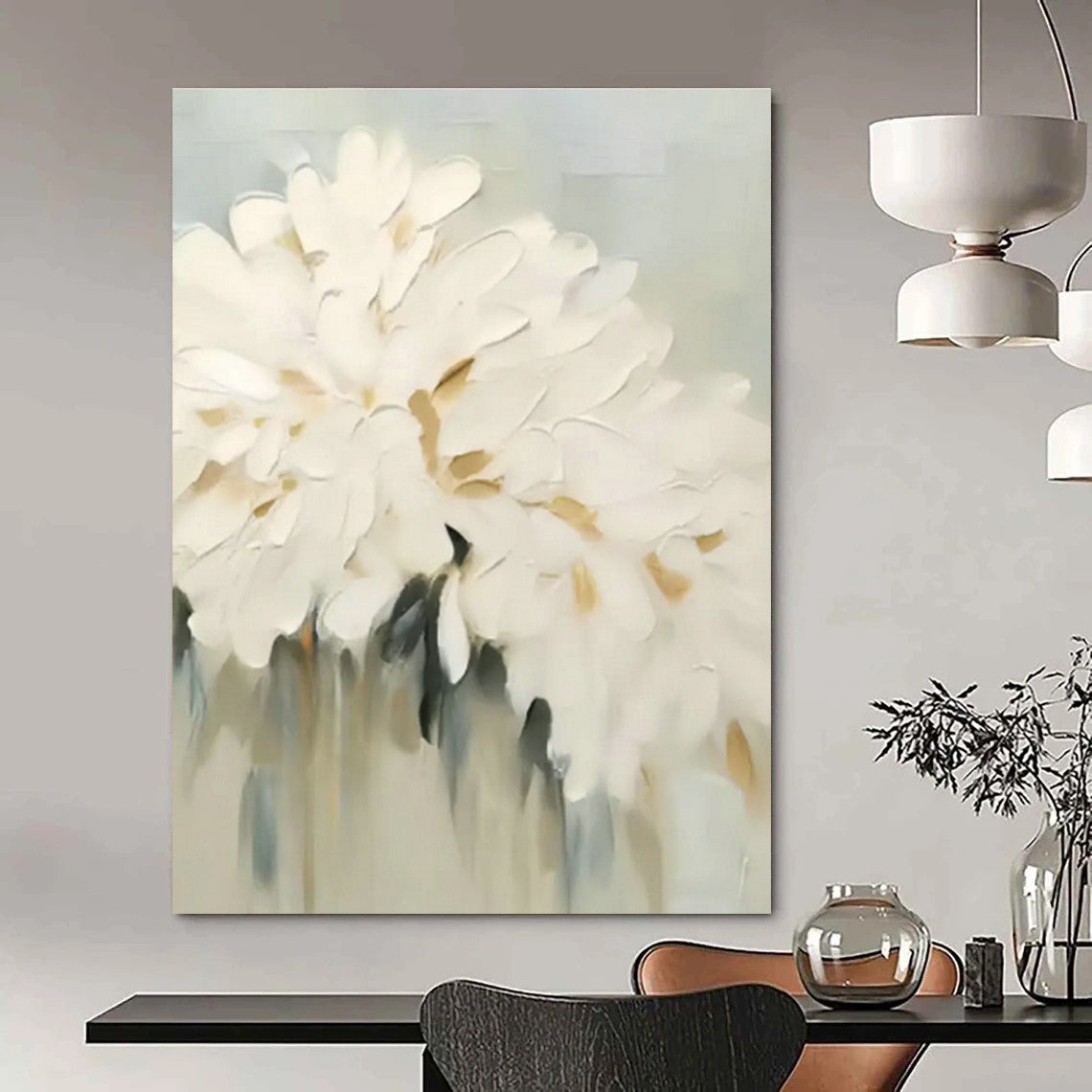 Hand - Painted Custom Abstract Canvases for Cottage Living Room Fireplace Mantel Tiles & Dining Room Buffet Cabinet Inserts DLZ0861