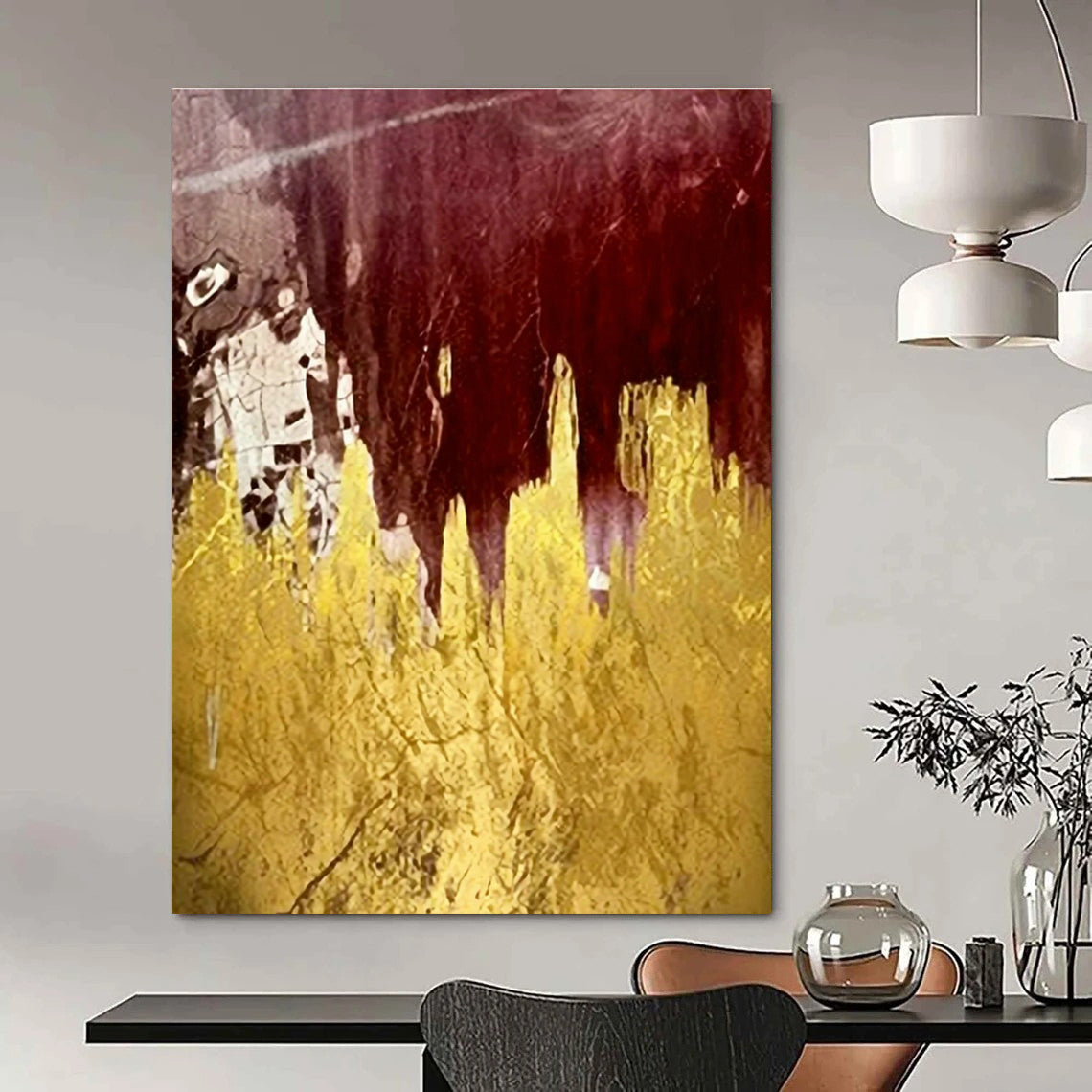 Hand - Painted Large Abstract Wall Art for Cottage Living Room & Office DLZ1343