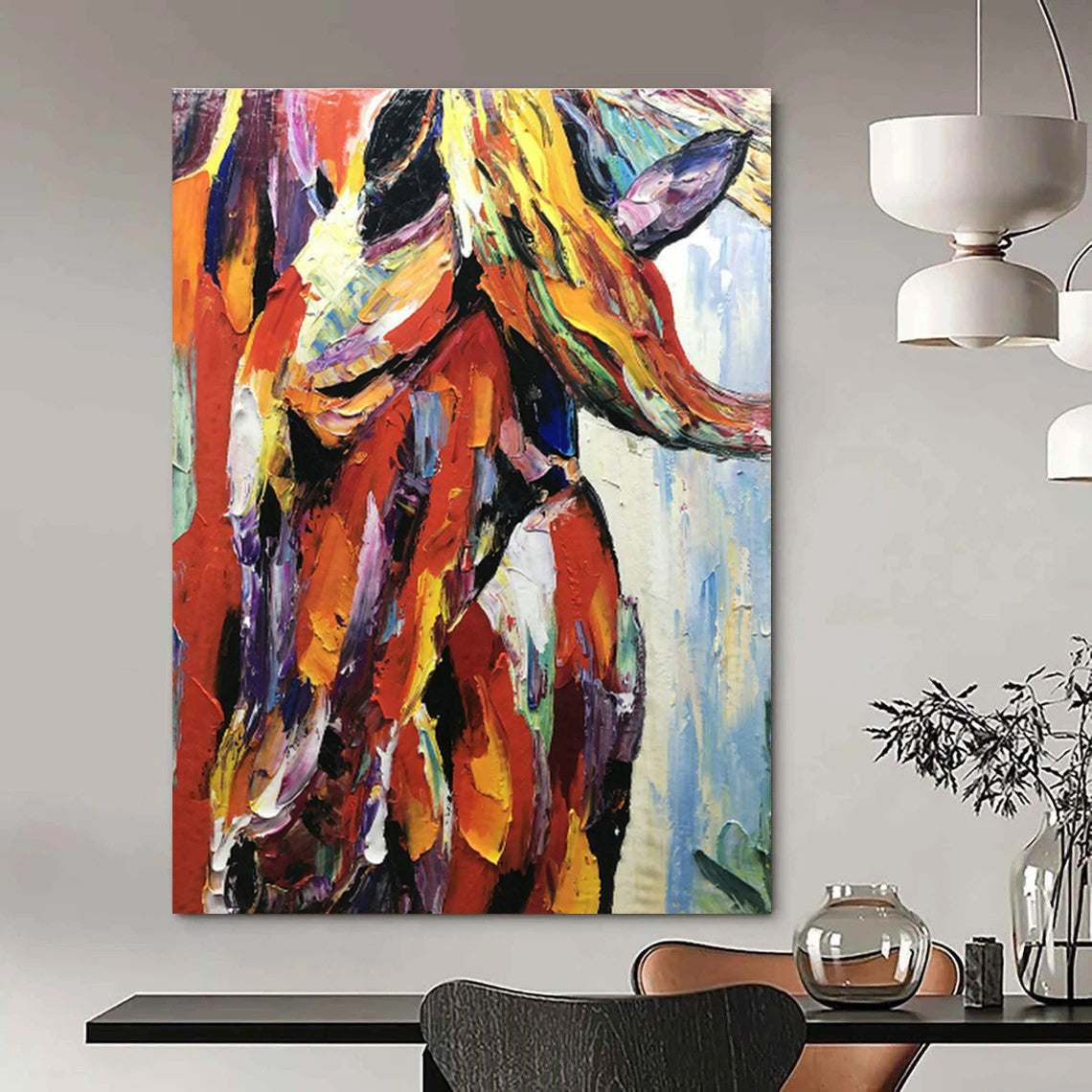 Extra-Large Hand-Painted Abstract Canvas for Cottage Living Room & Bedroom DLZ1279