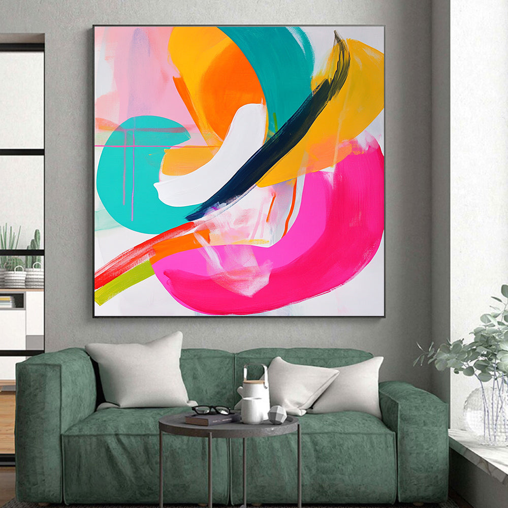 Colorful Curves Abstract Painting with Vivid Shapes GER731