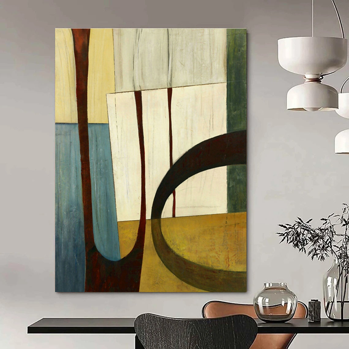 Hand-Painted Modern Abstract Decorative Painting, a Stylish Upgrade for Dining Room and Corridor DLZ0956