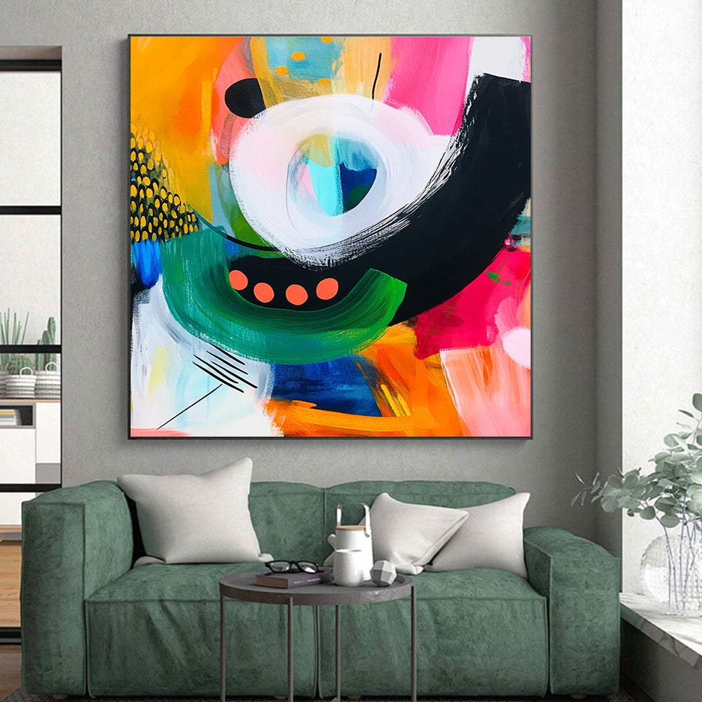 Playful Color Block Abstract Painting with Bold Shapes GER082