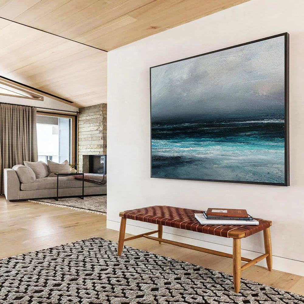Grey Blue Dark Sea Abstract Painting THY034