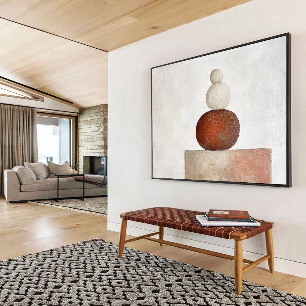 Earth - Toned Stacked Stones Abstract Painting DYP088