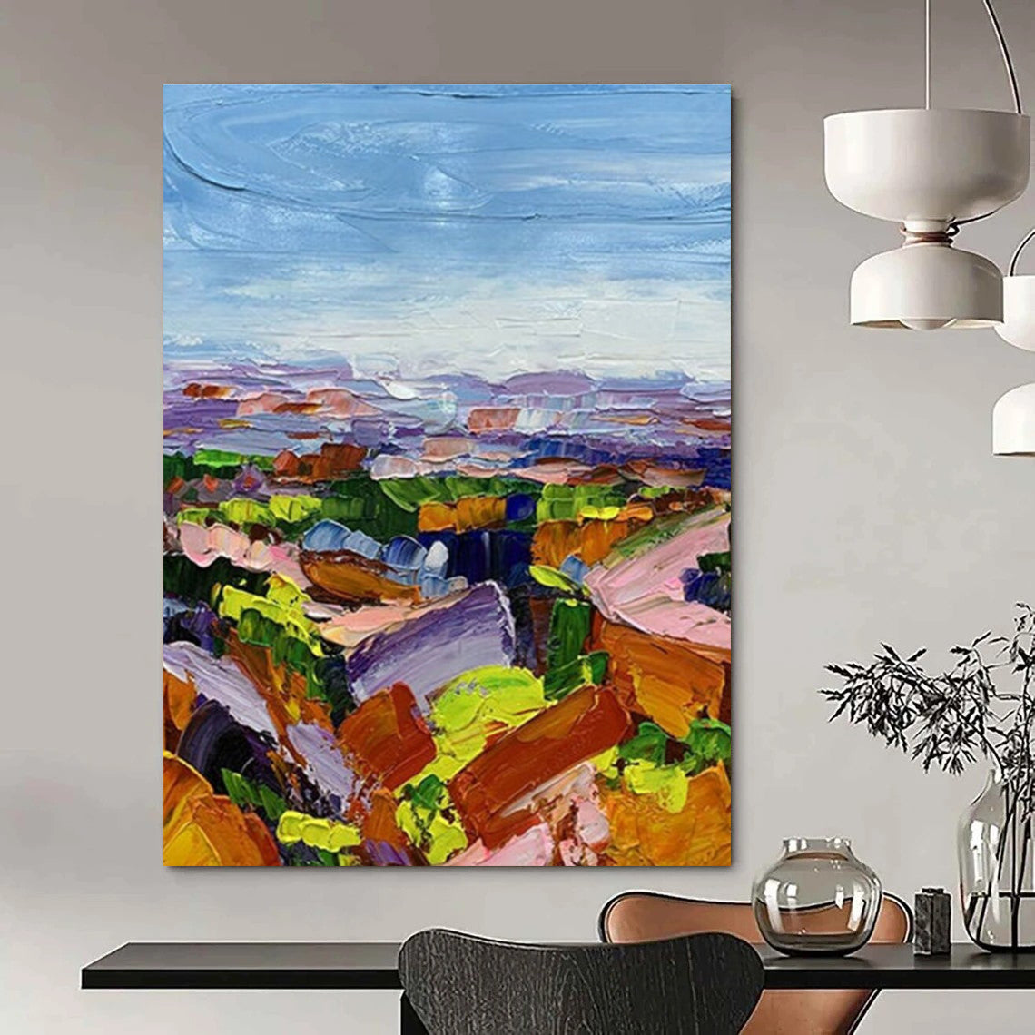 Colorful Landscape Abstract Painting with Layered Textures ADGE276