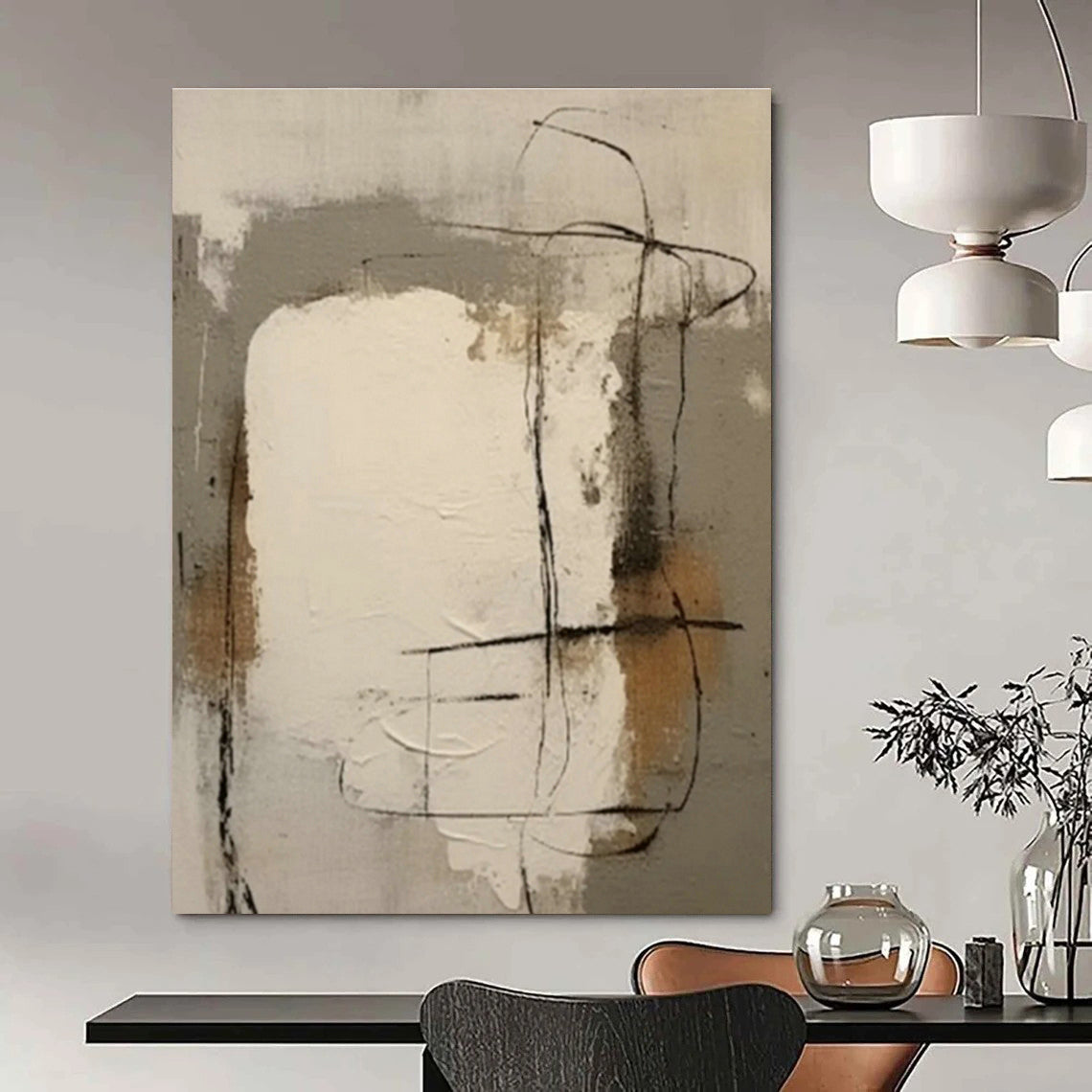 Custom Hand - Painted Abstract Art for Living Room Sectional Ottoman Tops & Office Break Room Table Centerpieces DLZ0859