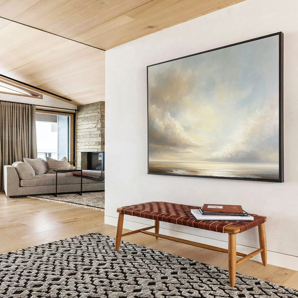 Serene Sky and Sea Abstract Painting with Soft Tones DYP151