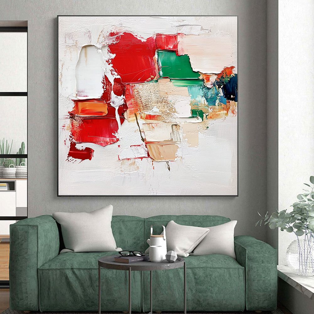 Colorful Patchwork Abstract Painting with Thick Impasto GER589