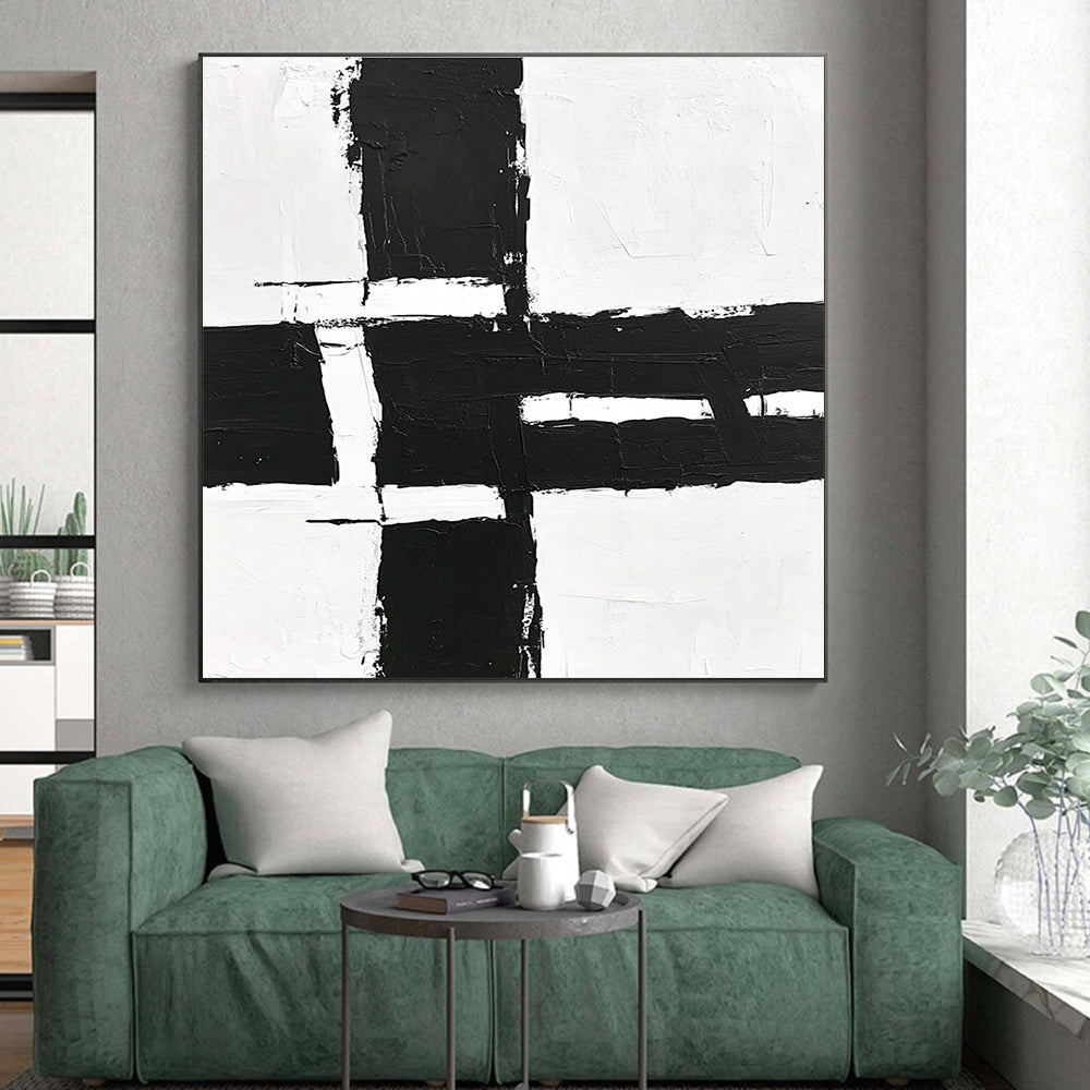 Structured Black White Abstract with Geometric Forms GER348