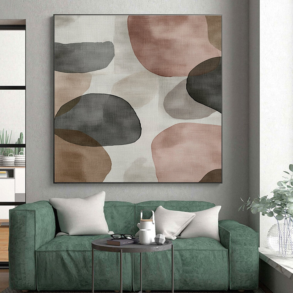 Earthy Shapes Abstract Painting with Soft Color Palette GER724