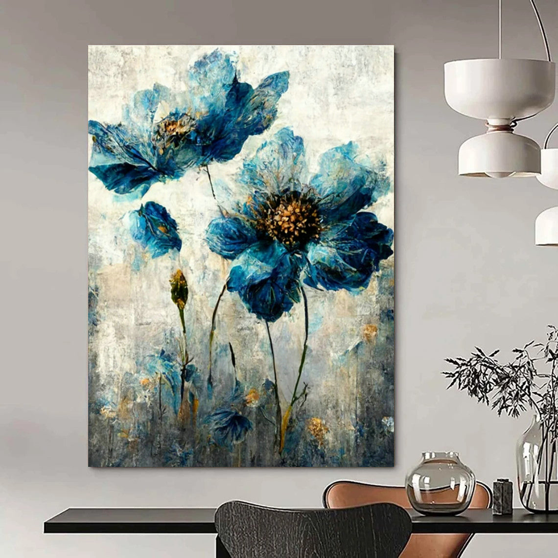 Original Hand-Painted Abstract Painting for Cottage Bedroom Sock Drawer Divider Wall & Hallway Umbrella Stand Pole Wall DLZ1820
