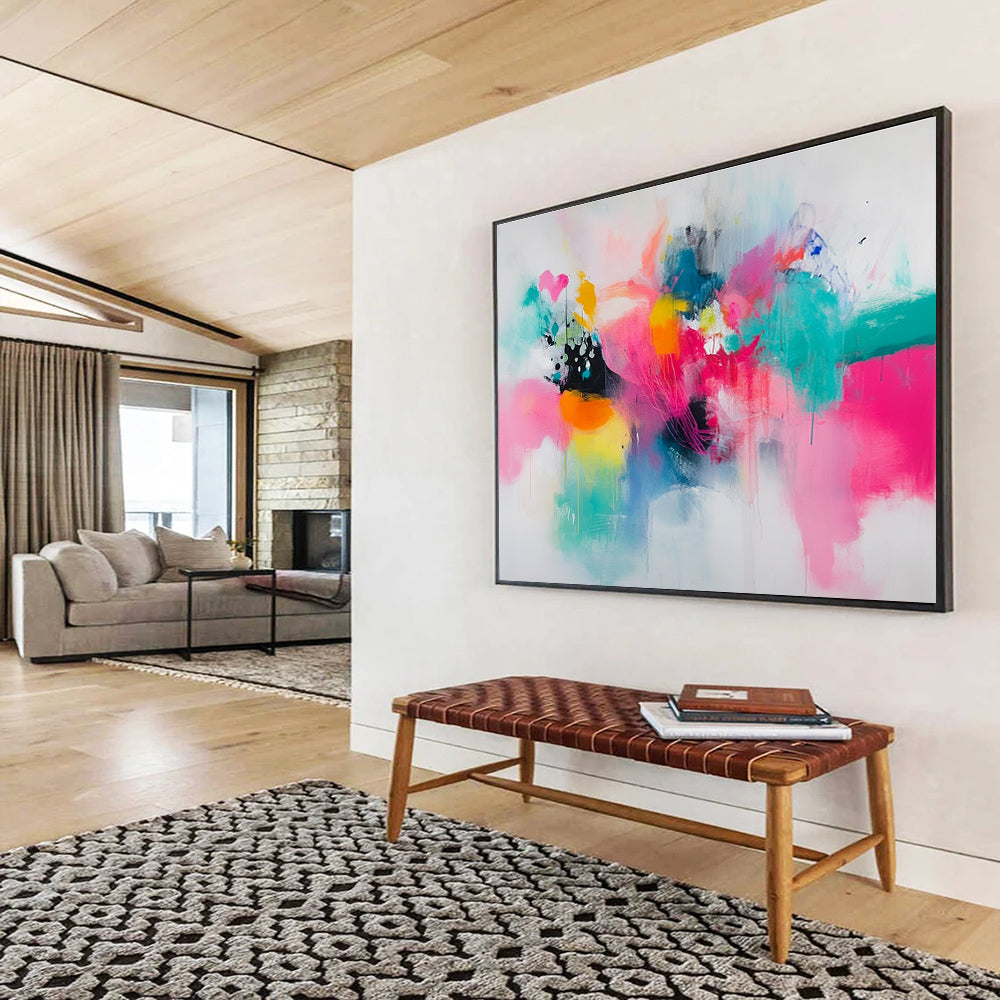 Bold Color Abstract Composition Painting with Bright Hues DYP545