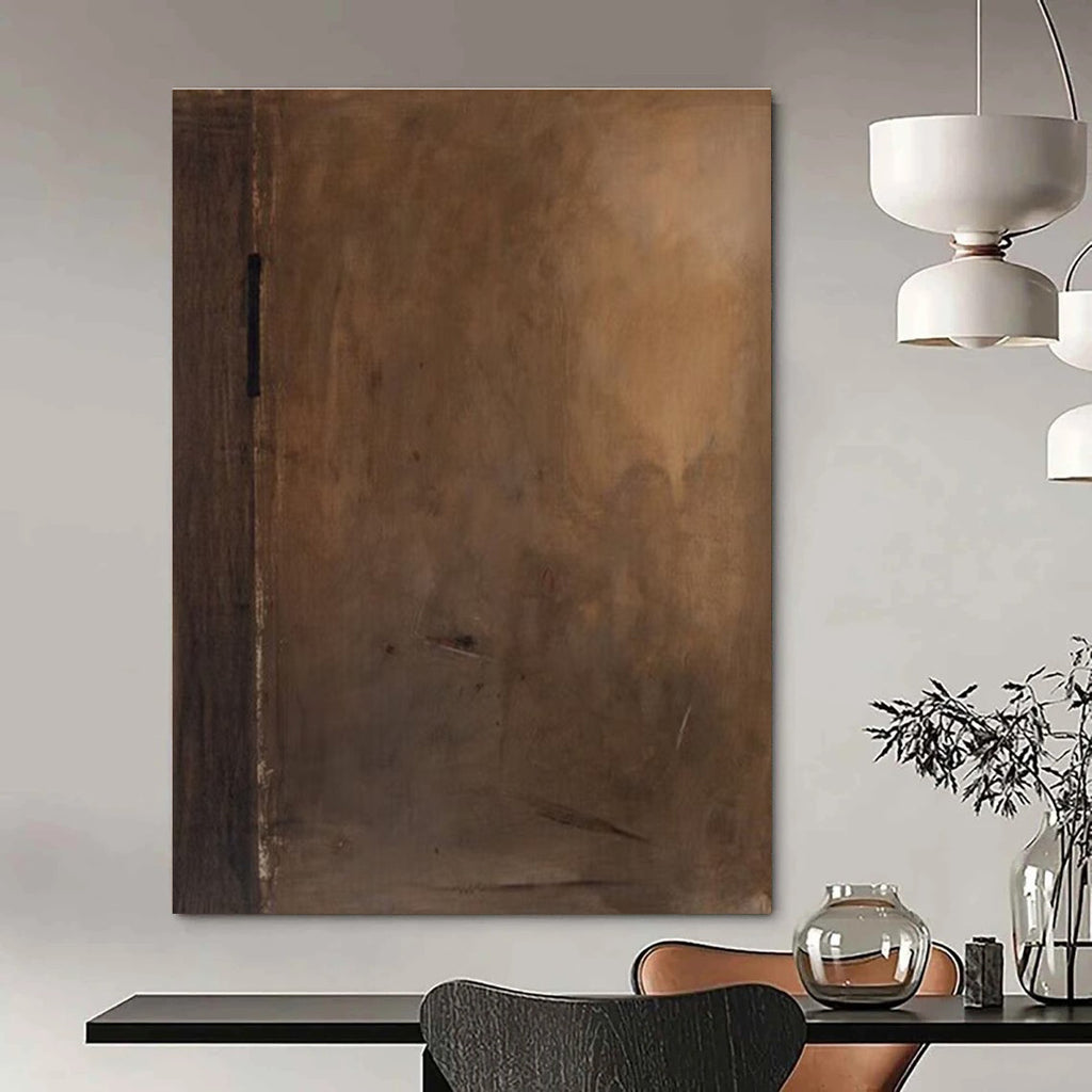 Muted Brown Abstract Painting with Subtle Details ADGE514