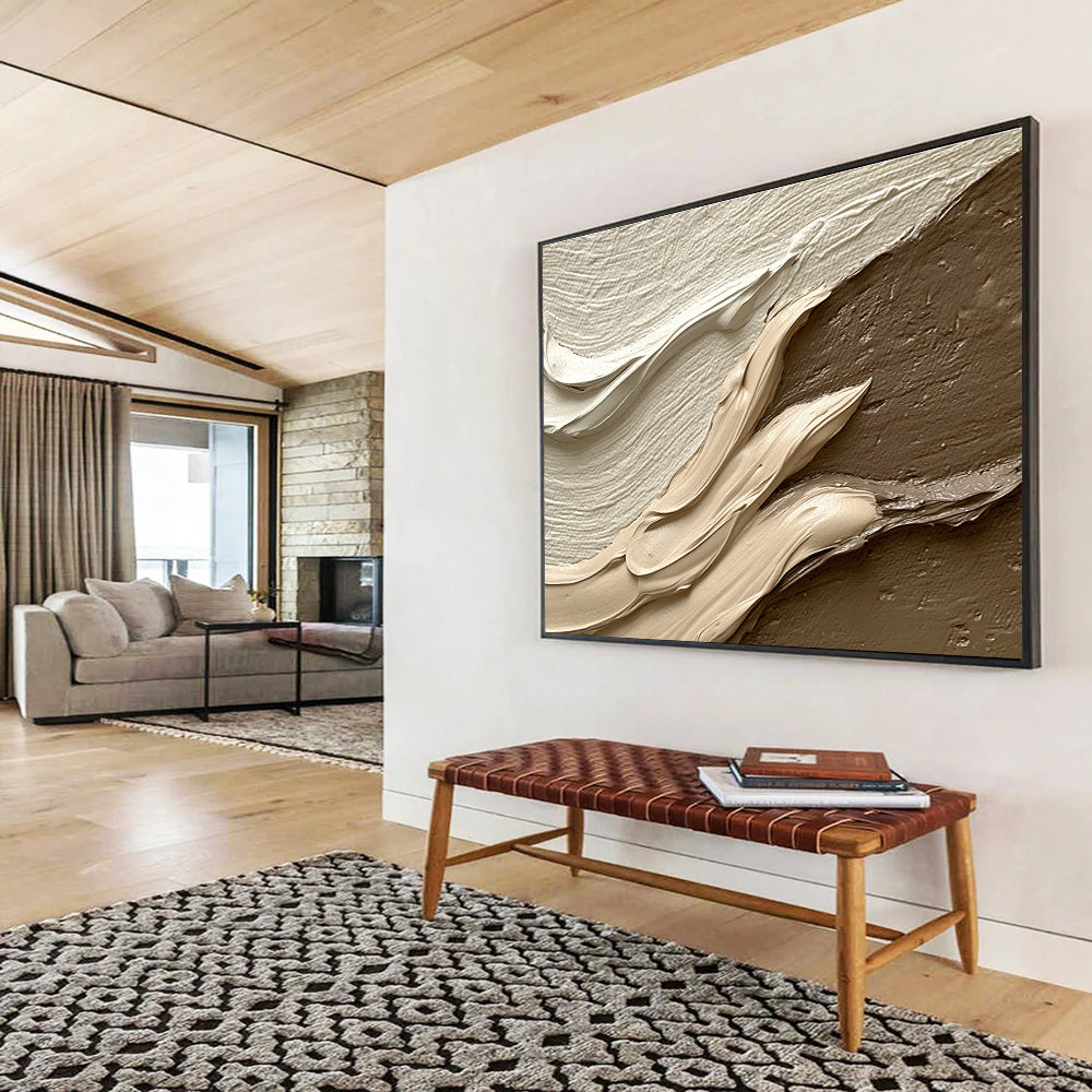 An abstract artwork capturing the intricate meeting of light and dark clay layers with smooth curves and subtle folds, evoking depth and dimension.SC449