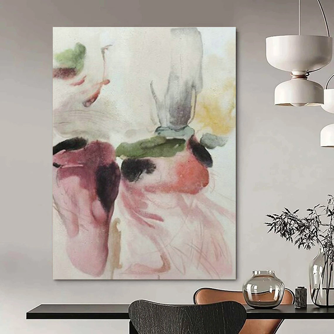 Large Customizable Hand-Painted Abstract Art for Hallway Coat Rack and Living Room Entertainment Center Wall DLZ1968