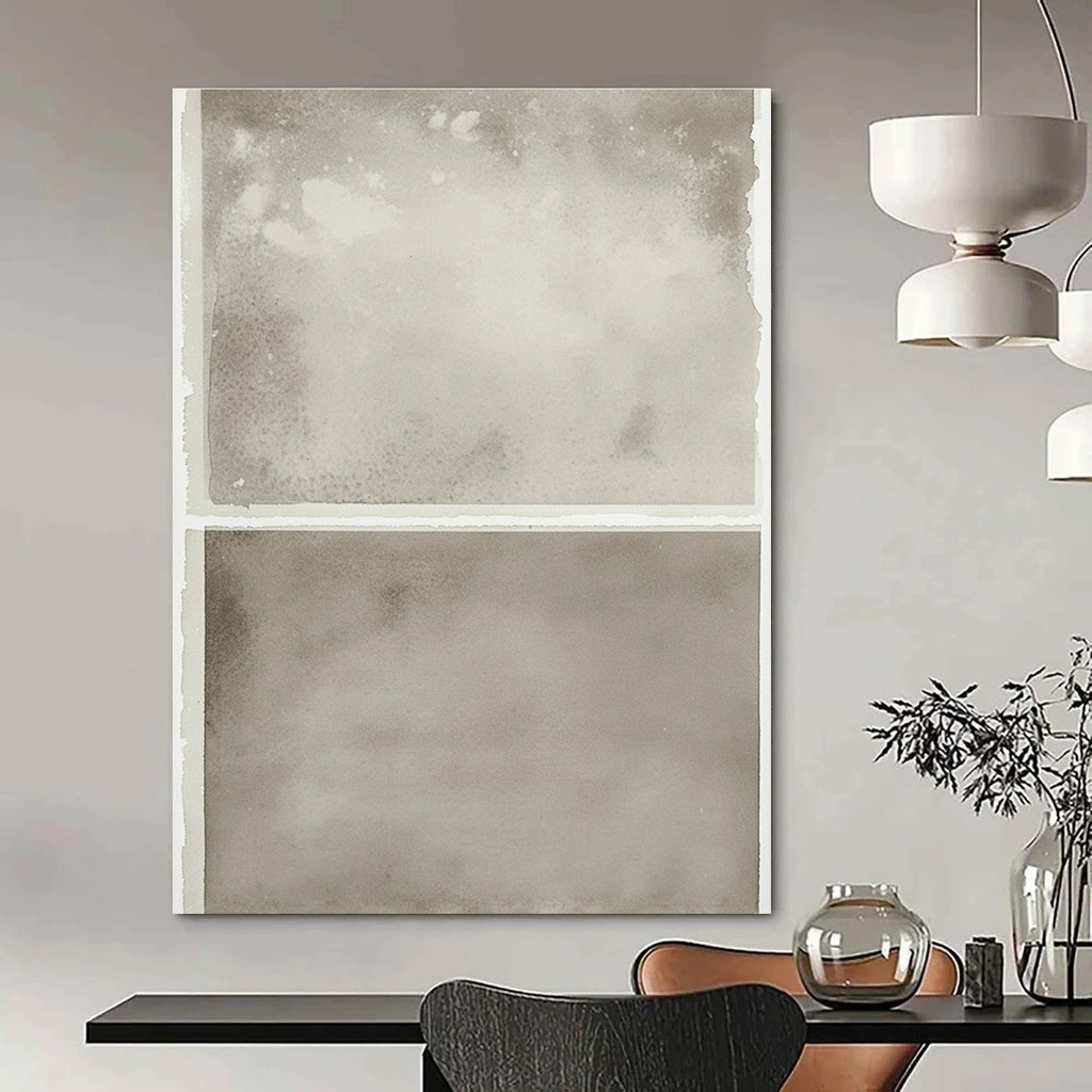 Large abstract watercolor prints in grayish-beige on clean white paper with a spacious blank area below for versatile display.STSC1454