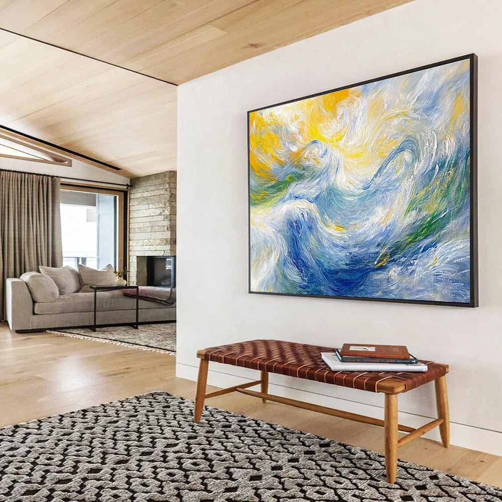 Swirling Wave Abstract - Vibrant Ocean Abstract Painting DYP006