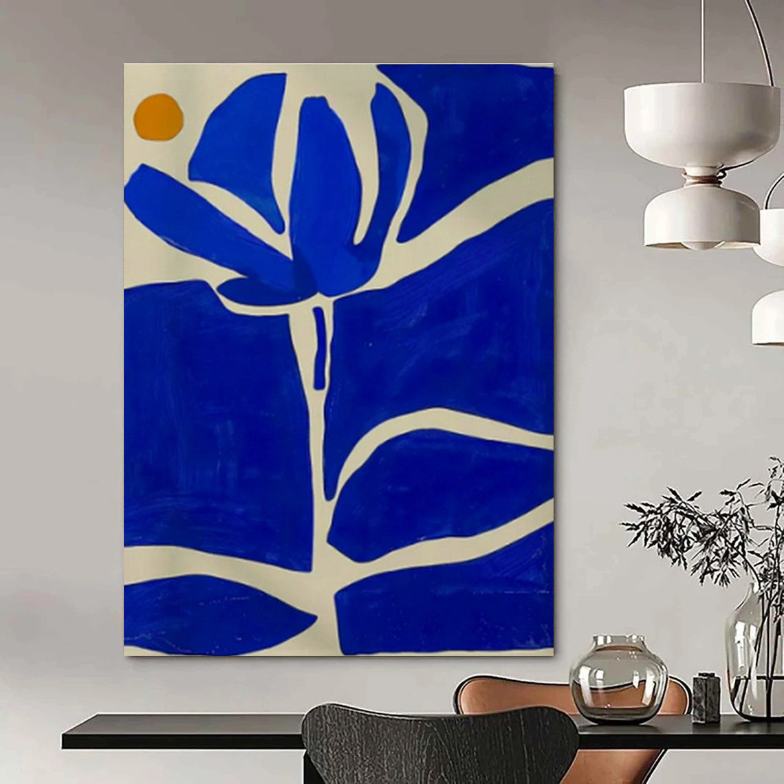 Large Customizable Hand-Painted Abstract Canvas for Living Room Bookshelf Wall and Entryway Key Drop Zone DLZ1846