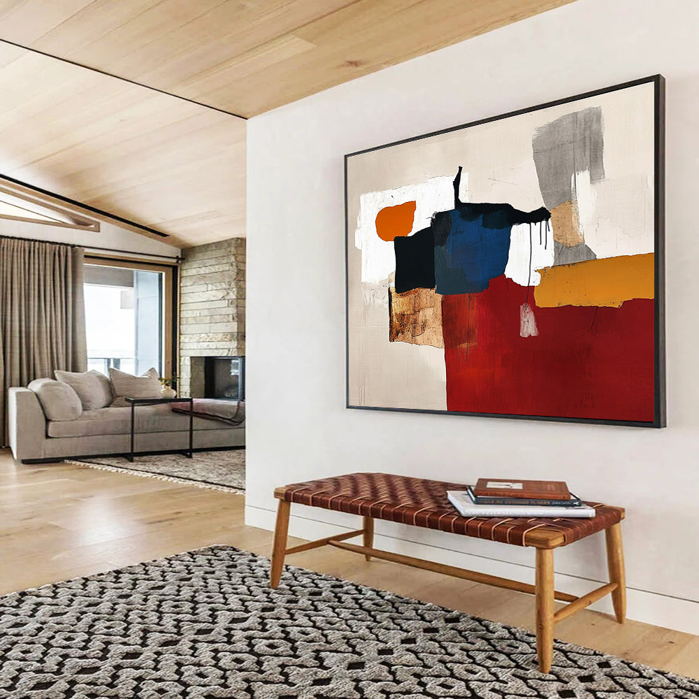Mixed Color Block Abstract Painting with Eclectic Shapes DYP487