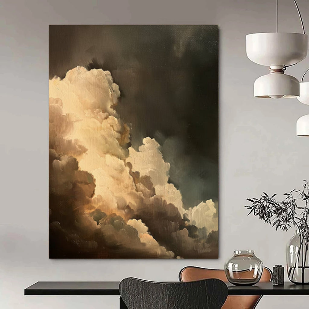 Brown Grey White Cloud Abstract Painting ADGE014