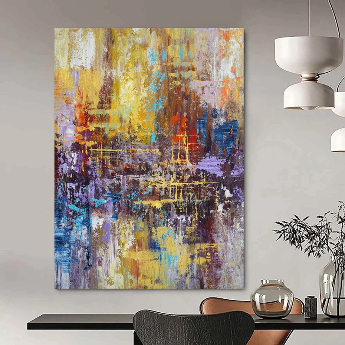 Custom - Made Hand - Painted Abstract Murals for Cottage Office Loft Ceiling Beams & Bedroom Window Seat Storage Box Lids DLZ0865