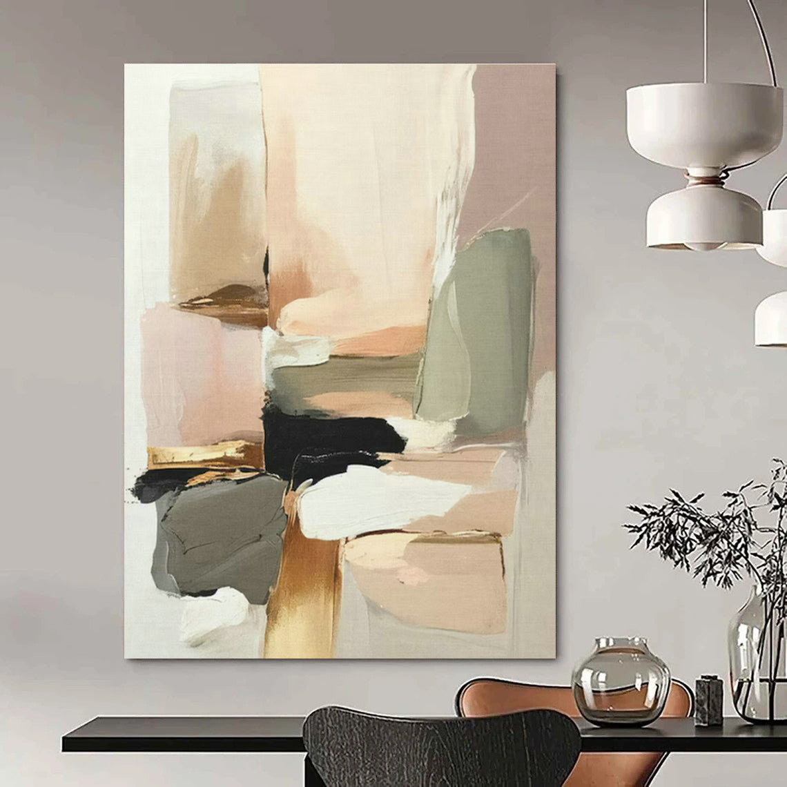 Large Hand-Painted Abstract Art for Living Room and Cottage Entryway DLZ1617