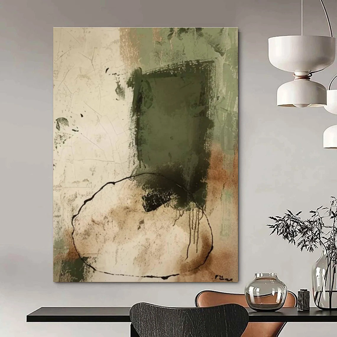 Earthy Tones Abstract Painting with Bold Shapes ADGE480