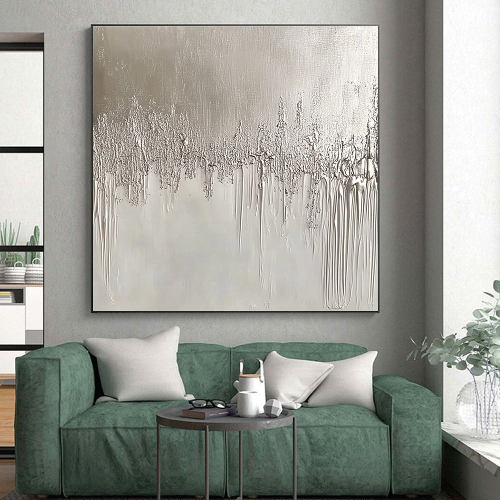 Drip - Style Abstract with Silver Textured Drips GER305