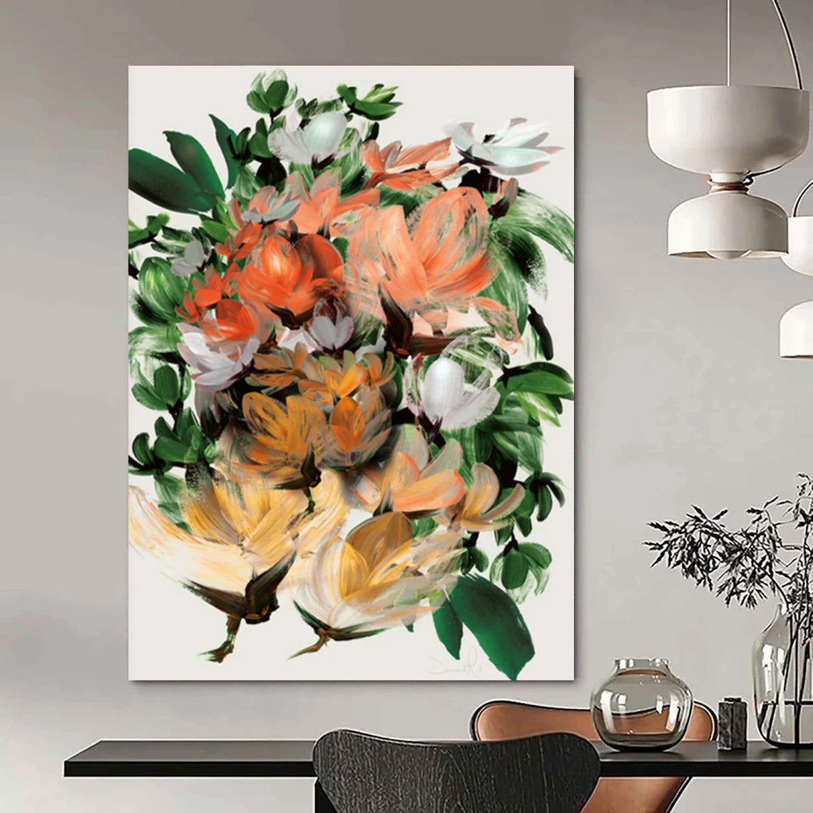 Expressive Flower Bouquet with Bold Brushstrokes Painting ADGE217