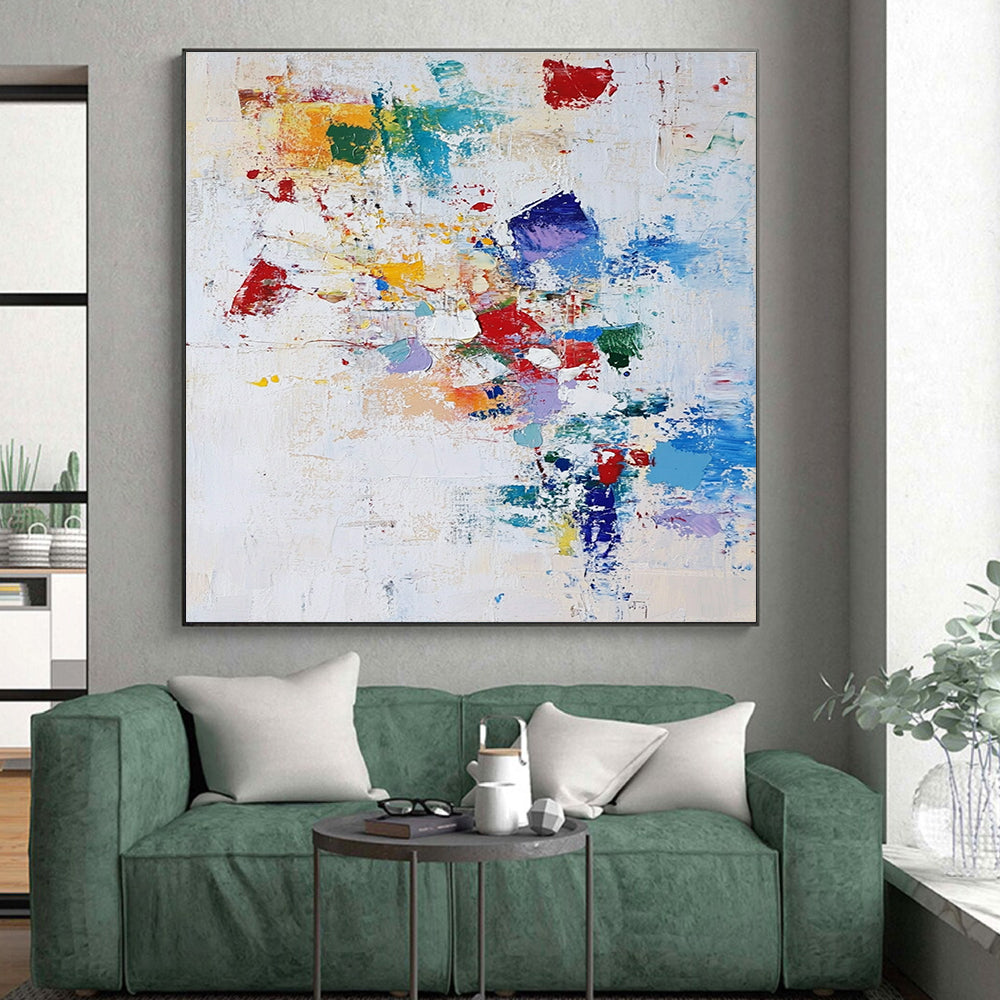 Colorful Patchwork Abstract Painting with Eclectic Shapes GER752