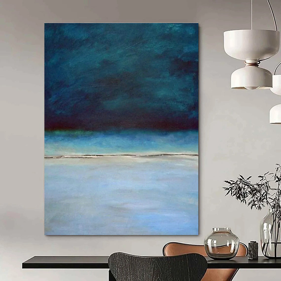 Oversized Abstract Hand - Painted Murals for Office Reception Area Reception Desk Drawer Liners & Bedroom Alcove Window Frame Mullions DLZ0945